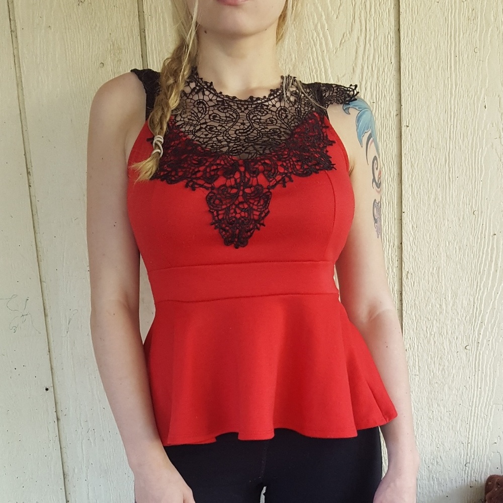Red and Black Peplum