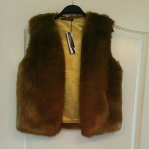 Brown faux fur vest