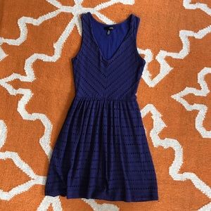AQUA for Bloomingdales Navy Eyelet Skater Dress