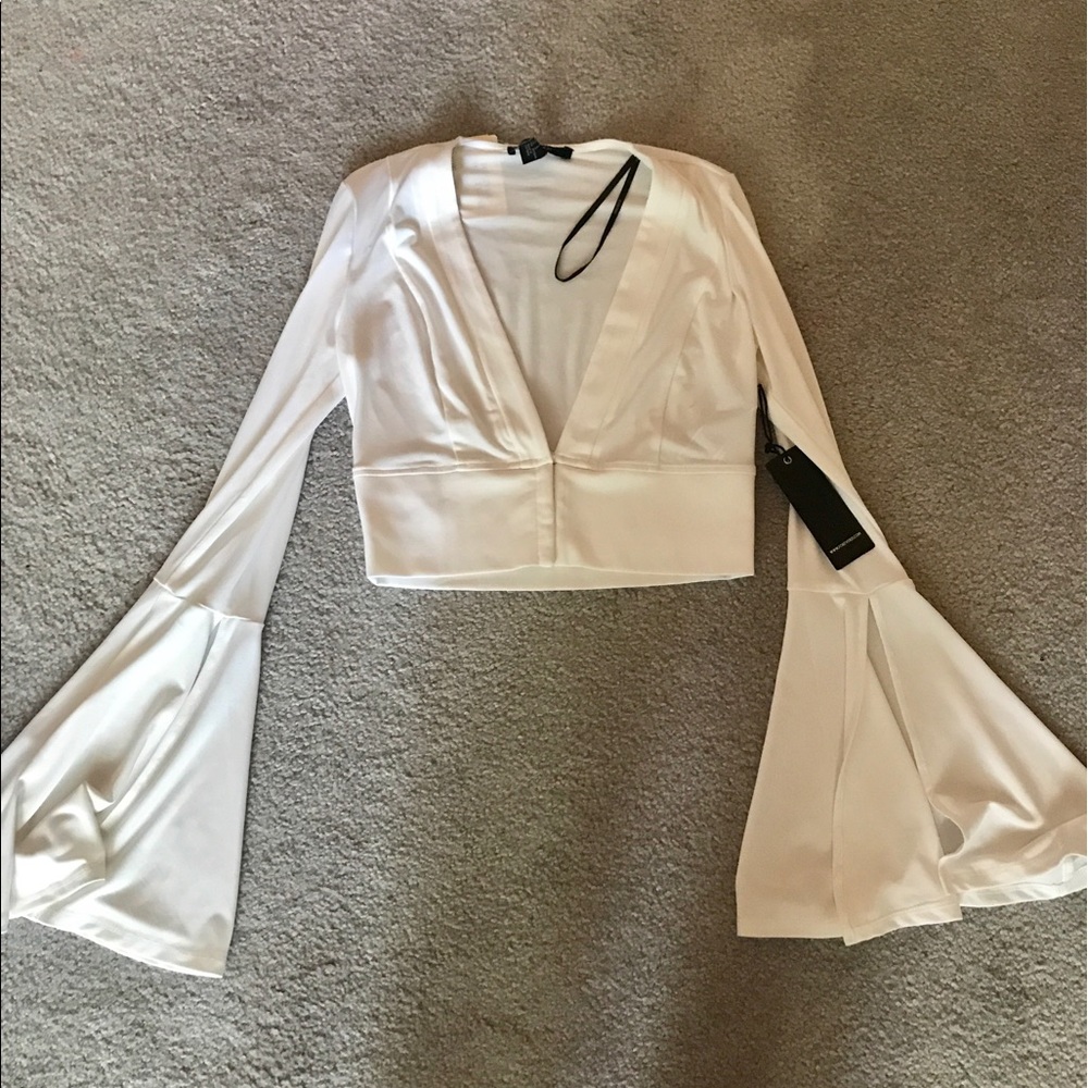 White Bell Sleeved Crop Top
