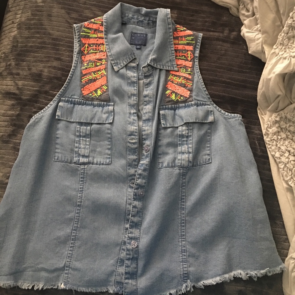 Guess Denim Top with Sequins
