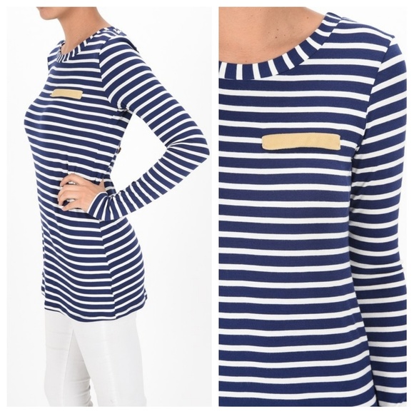 SALE!! PRICE FIRMNavy Ivory Striped Top - Picture 2 of 2