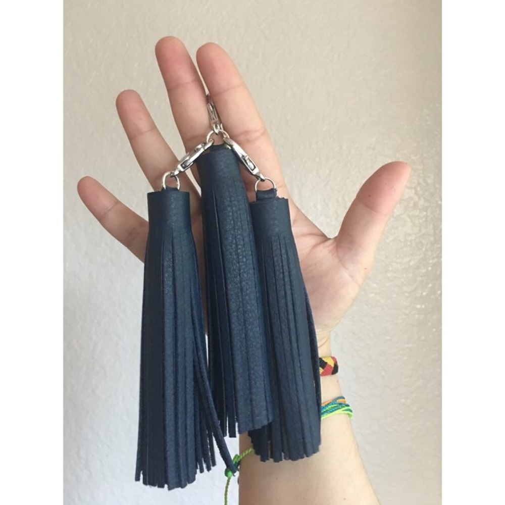 Navy Blue Leather Tassel