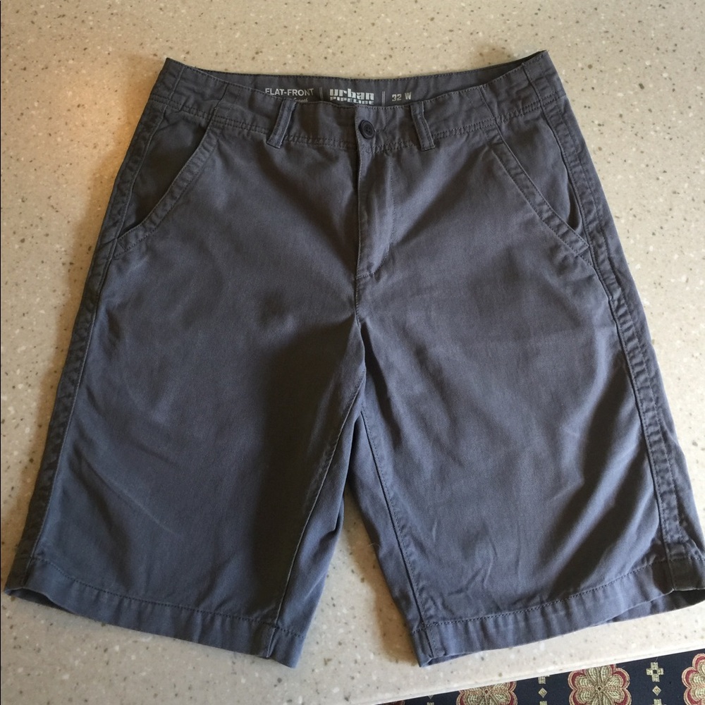 Men's Dark Gray flat front cotton shorts