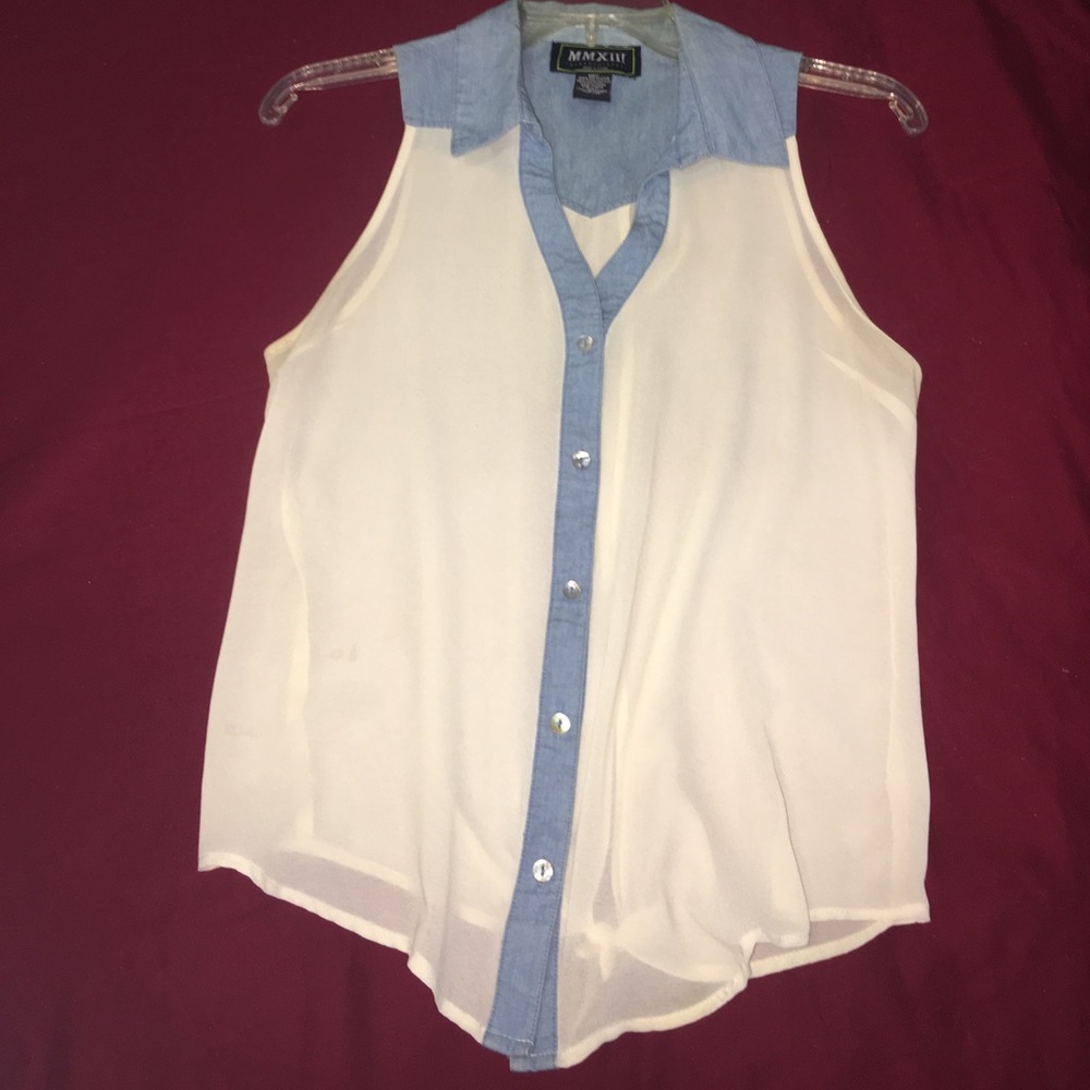 Denim Beige Summer Blouse