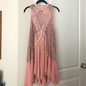 free people cross my heart lace tunic light pink