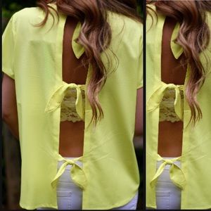 Neon Yellow Tie Back Top