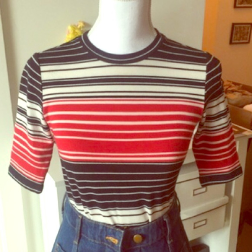 Top shop 70's inspired crew neck top