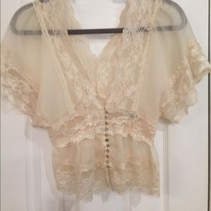 Delias lace button front blouse