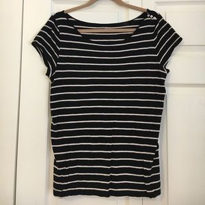 Loft black and cream striped tee