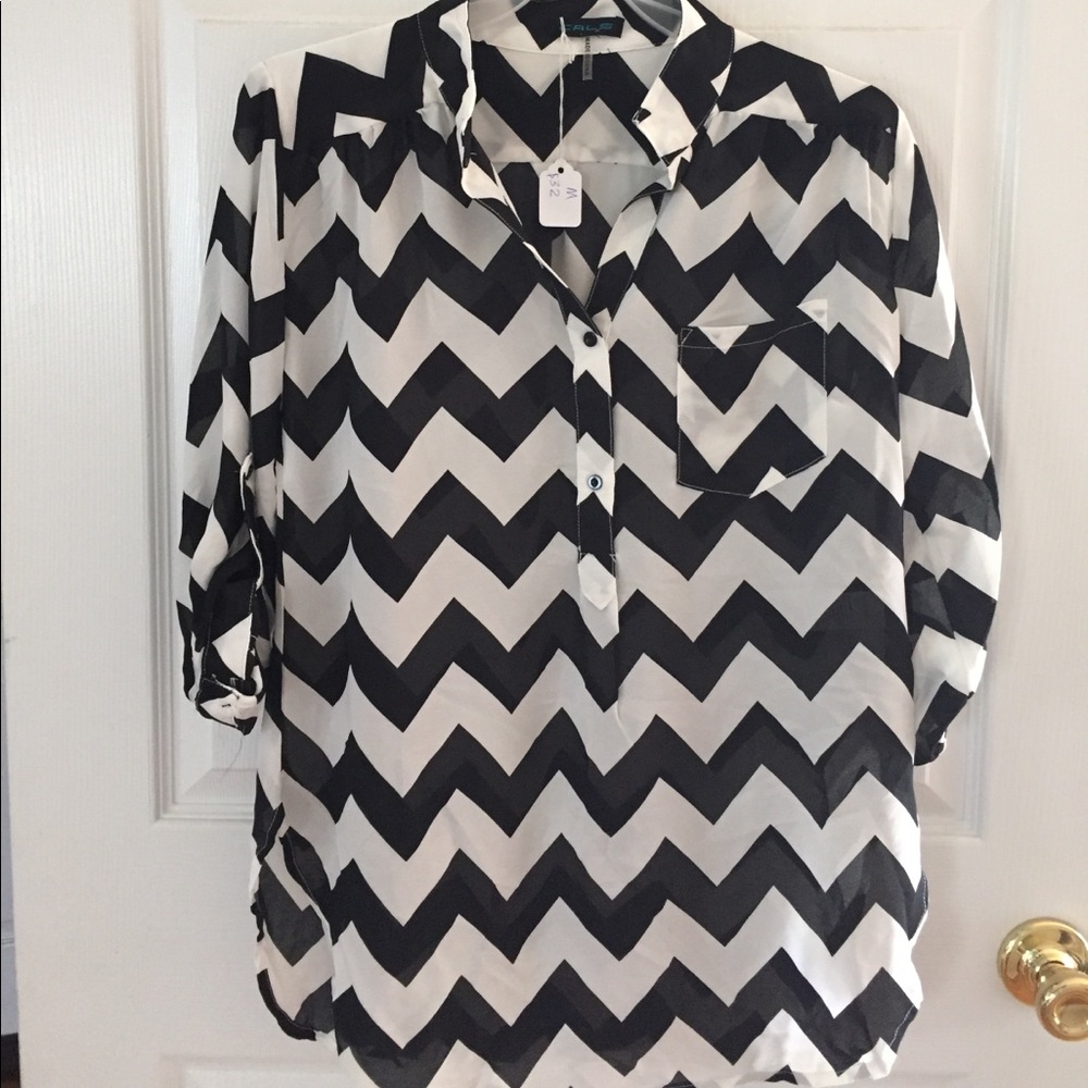 Black and white chevron blouse