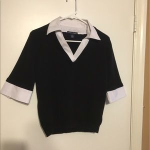 Black Top with White Collar and Cuffs - Size M