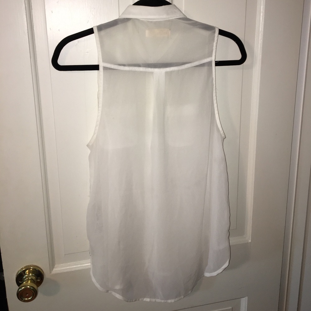White sheer collared tank - Picture 3 of 4