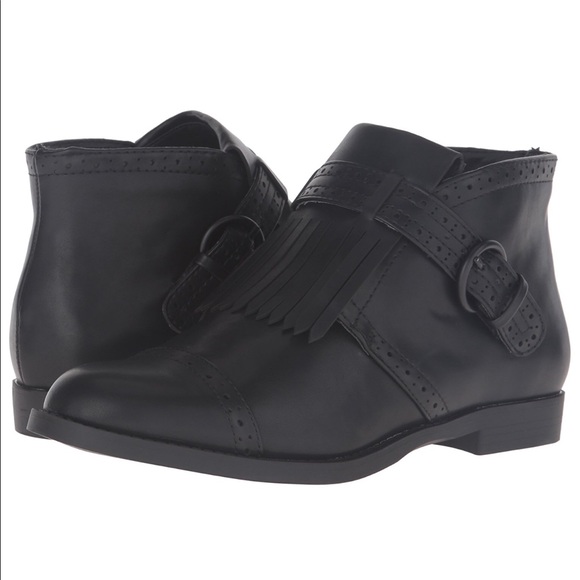 All Black Perforated Fringe Ankle Booties - Picture 3 of 8