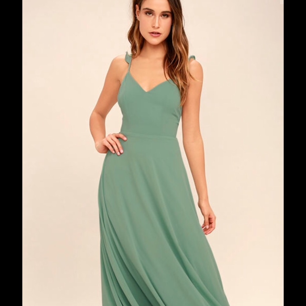 Sage green dress from Lulus