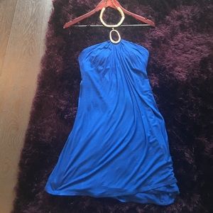 Cache royal blue dress with gold neck hardware