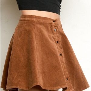 Brandy Melville tan corduroy button down skirt