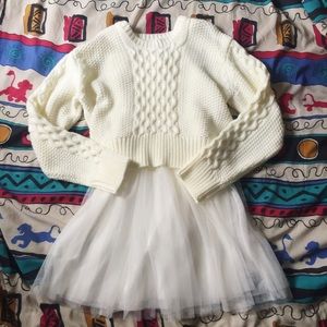 UNIF Chloe Fisherman Sweater Tulle Dress