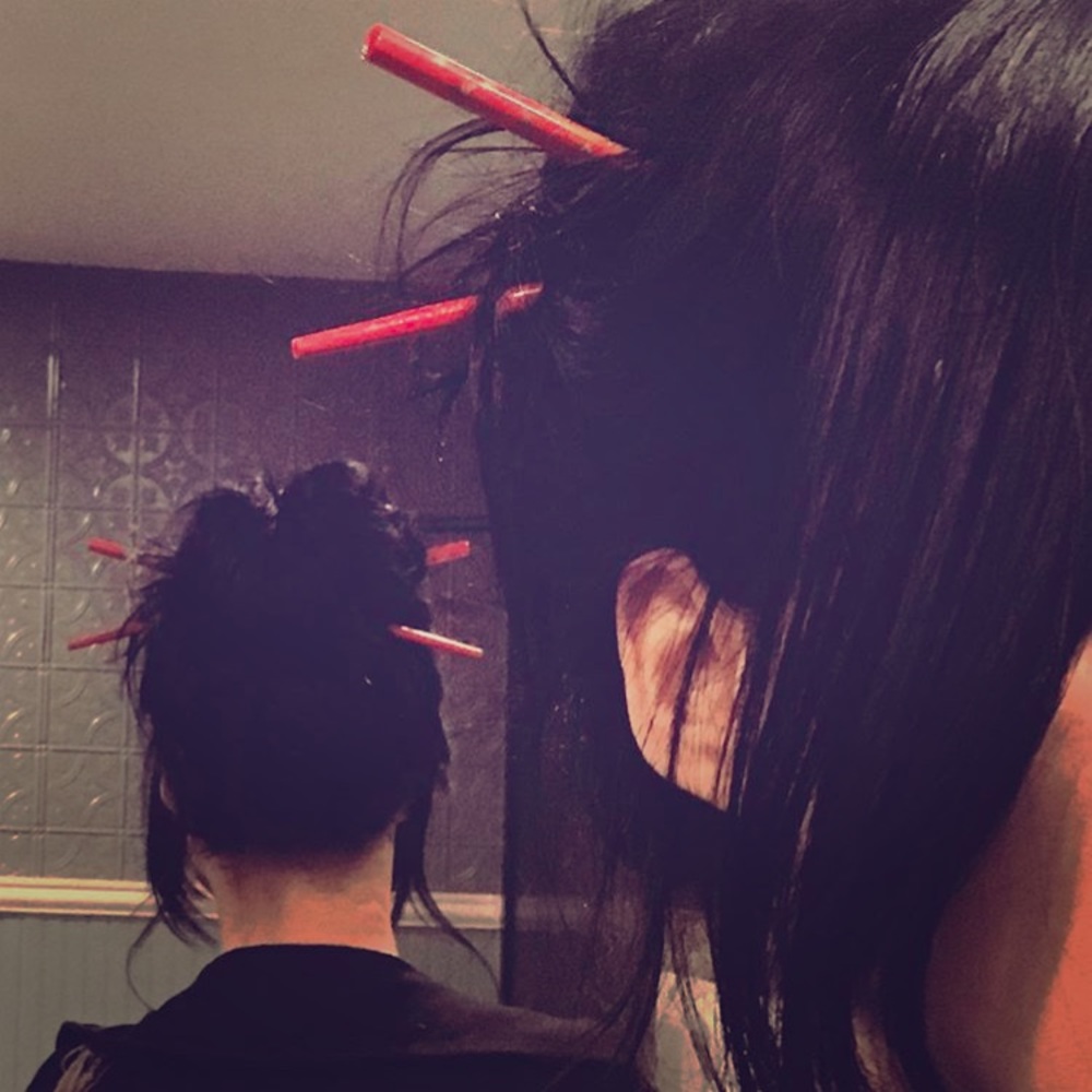 Hair chop sticks Japanese RED