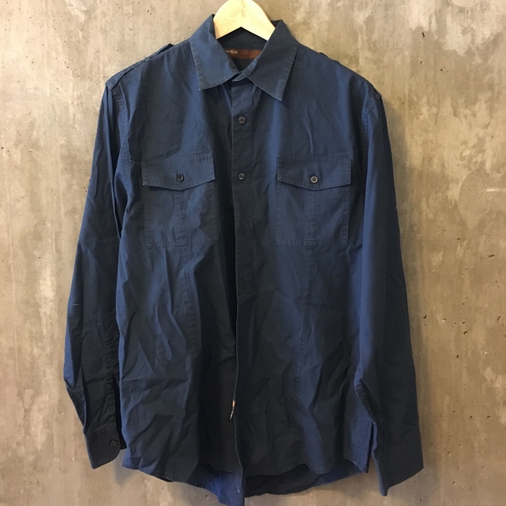 Dark blue Perry Ellis button down shirt
