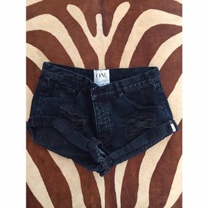 One Teaspoon Black Denim Shorts