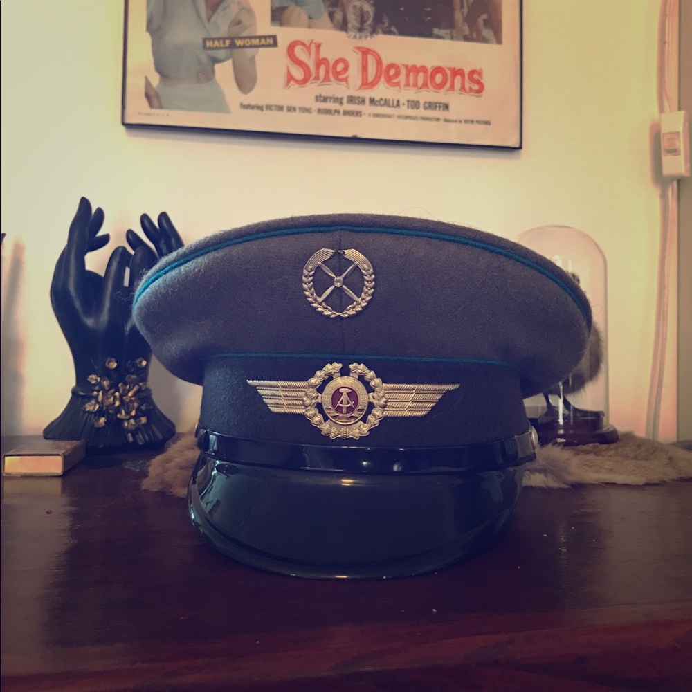 Vintage inspired pilot military captains hat