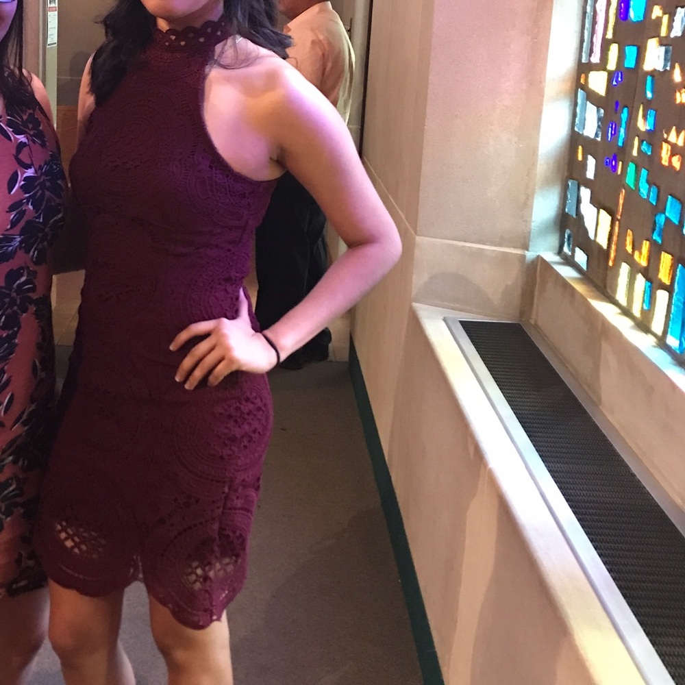 Burgundy lace dress xsmall / small - Picture 2 of 3