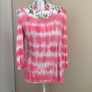 Pink and white INC top