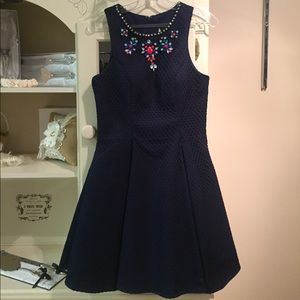 MacDuggal short navy homecoming dress