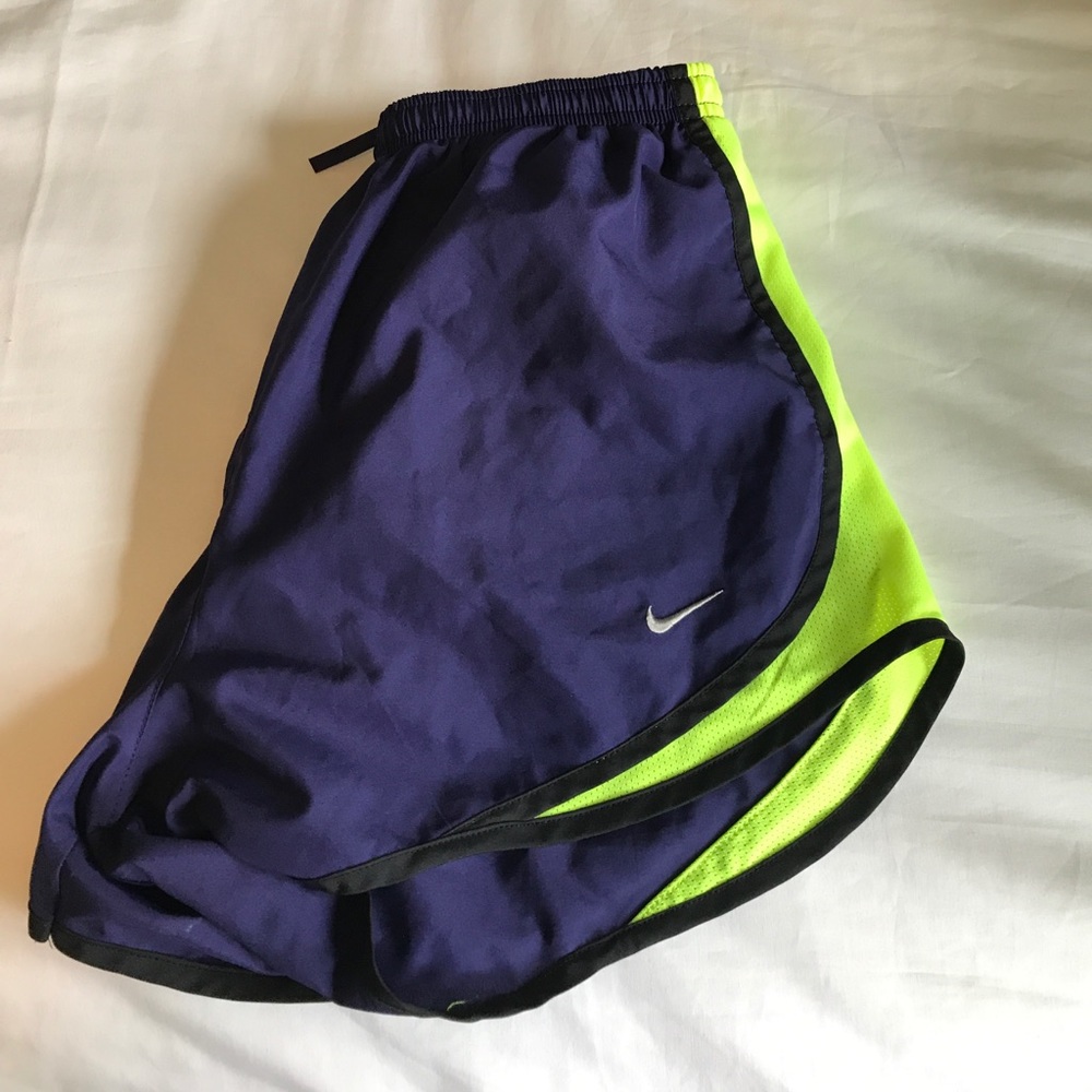 Nike Dri Fit Shorts (purple & neon yellow)