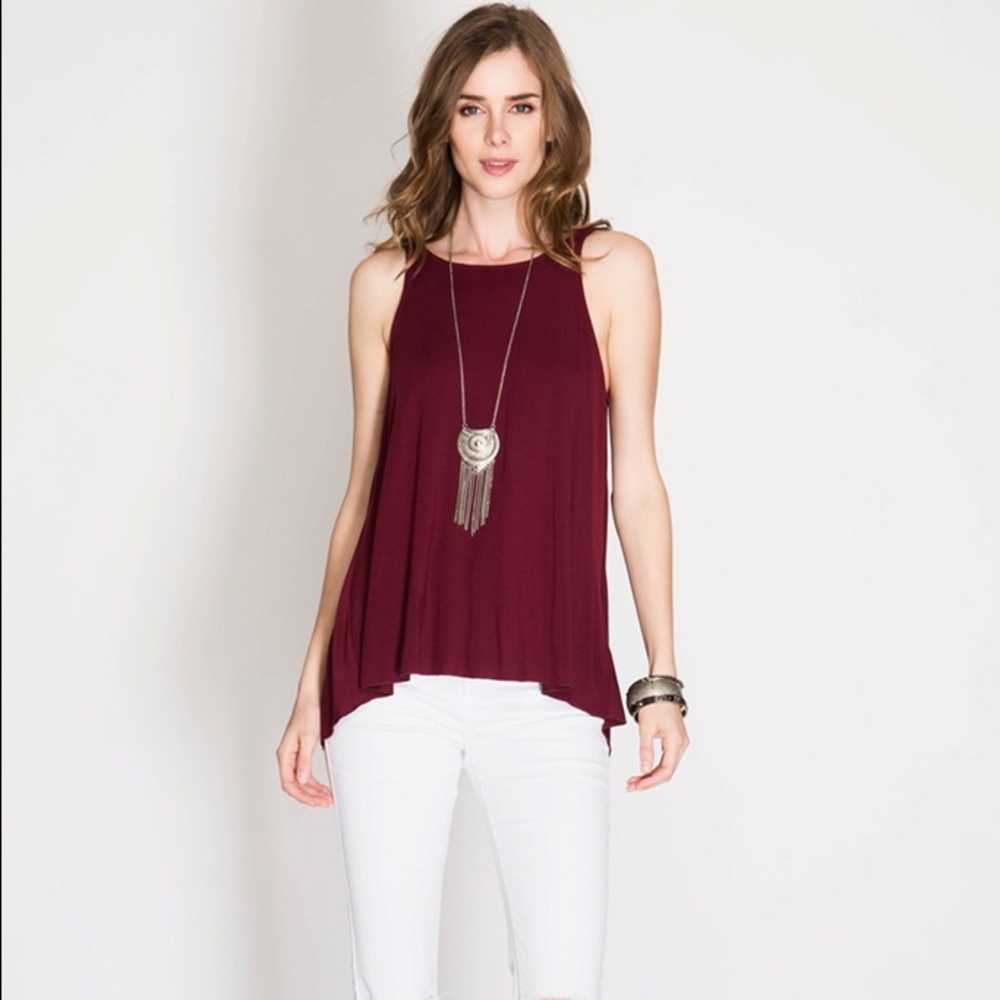 HPBurgundy top with twisted open back - Picture 3 of 5