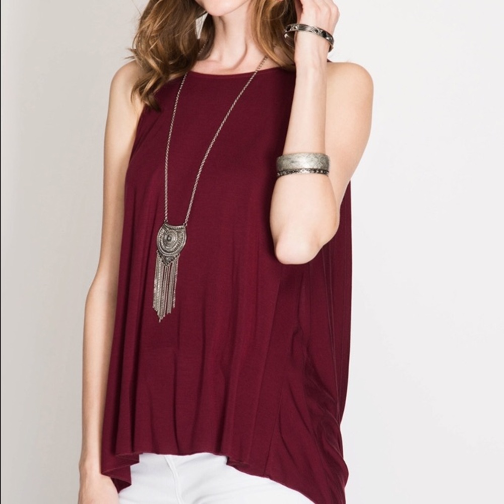 HPBurgundy top with twisted open back - Picture 4 of 5
