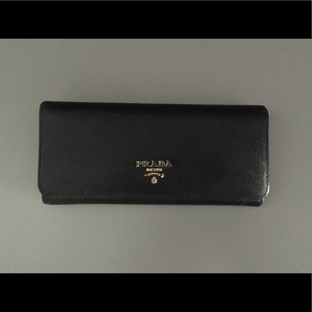 Black Prada Saffiano Flap Wallet