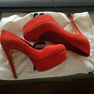 Blood orange platform heels