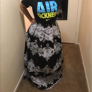 Black African Handmade Maxi High Wasted Skirt