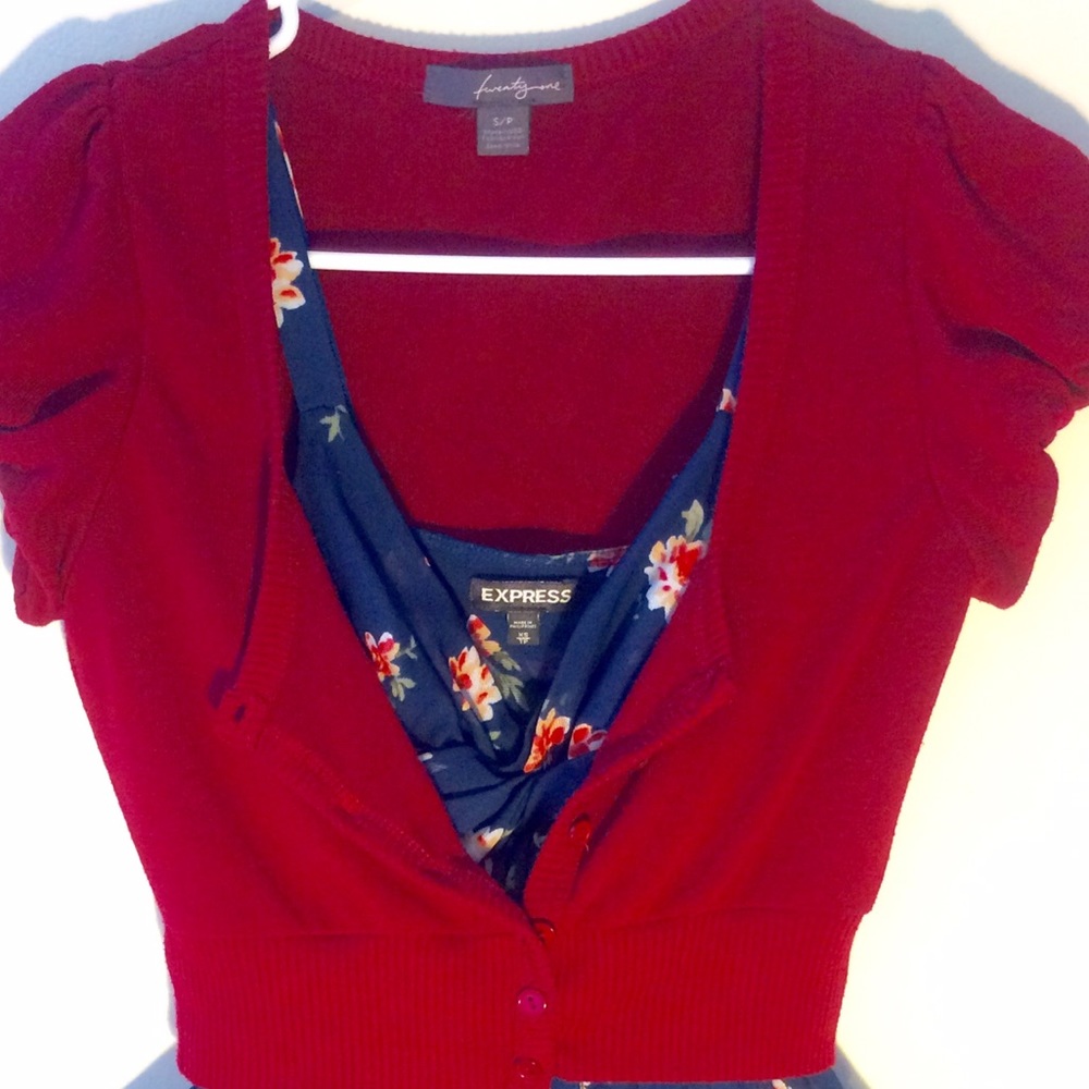 Red forever 21 short sleeve cardigan