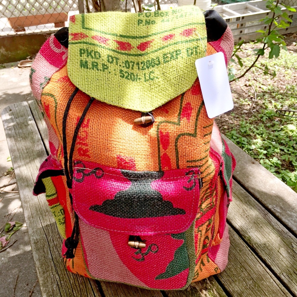 🆕handmade recyclable canvas drawstring backpack