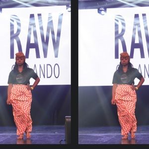 Orange Geometric Handmade Maxi High Wasted Skirt