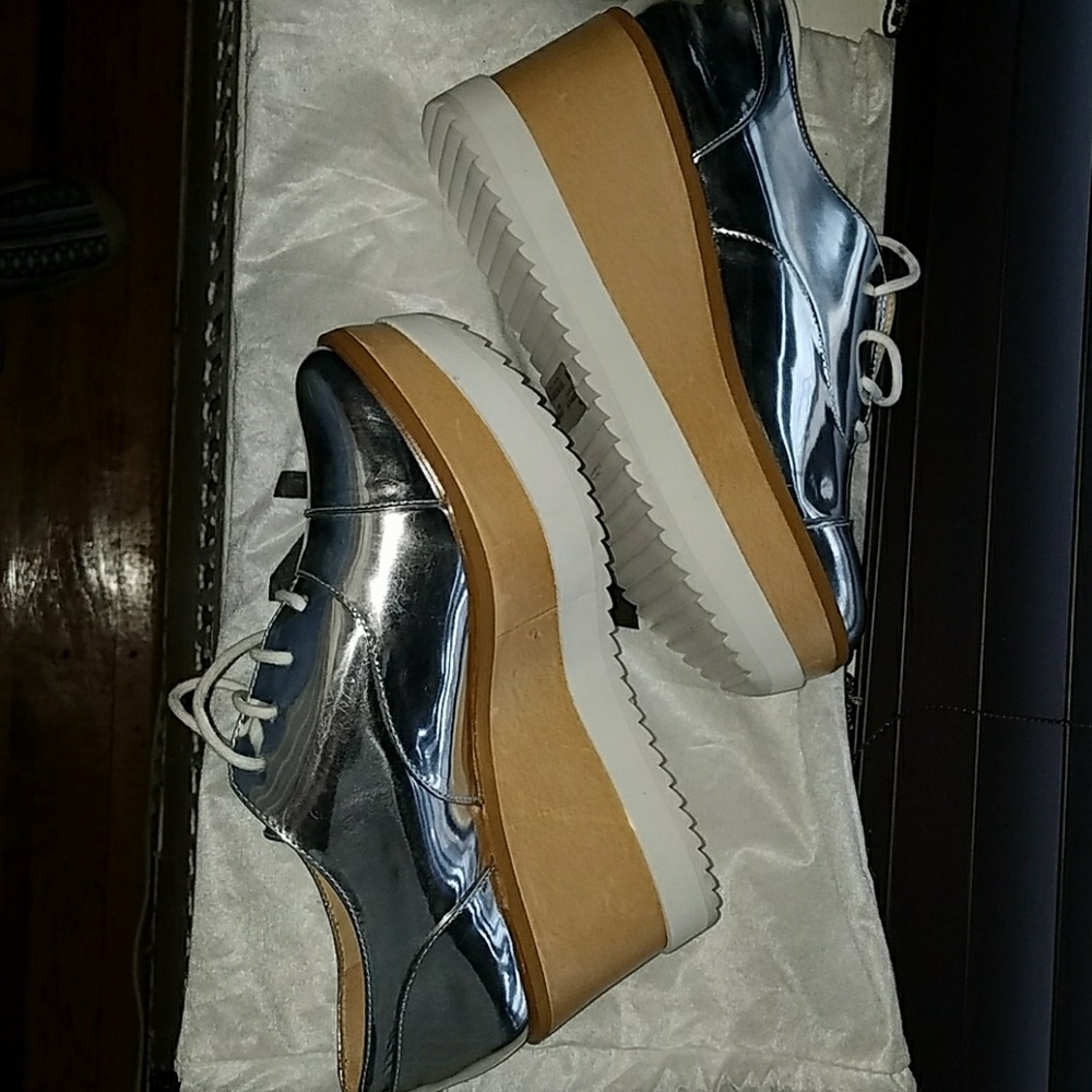 Silver platform sneakers