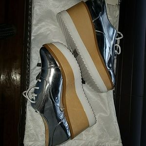 Silver platform sneakers