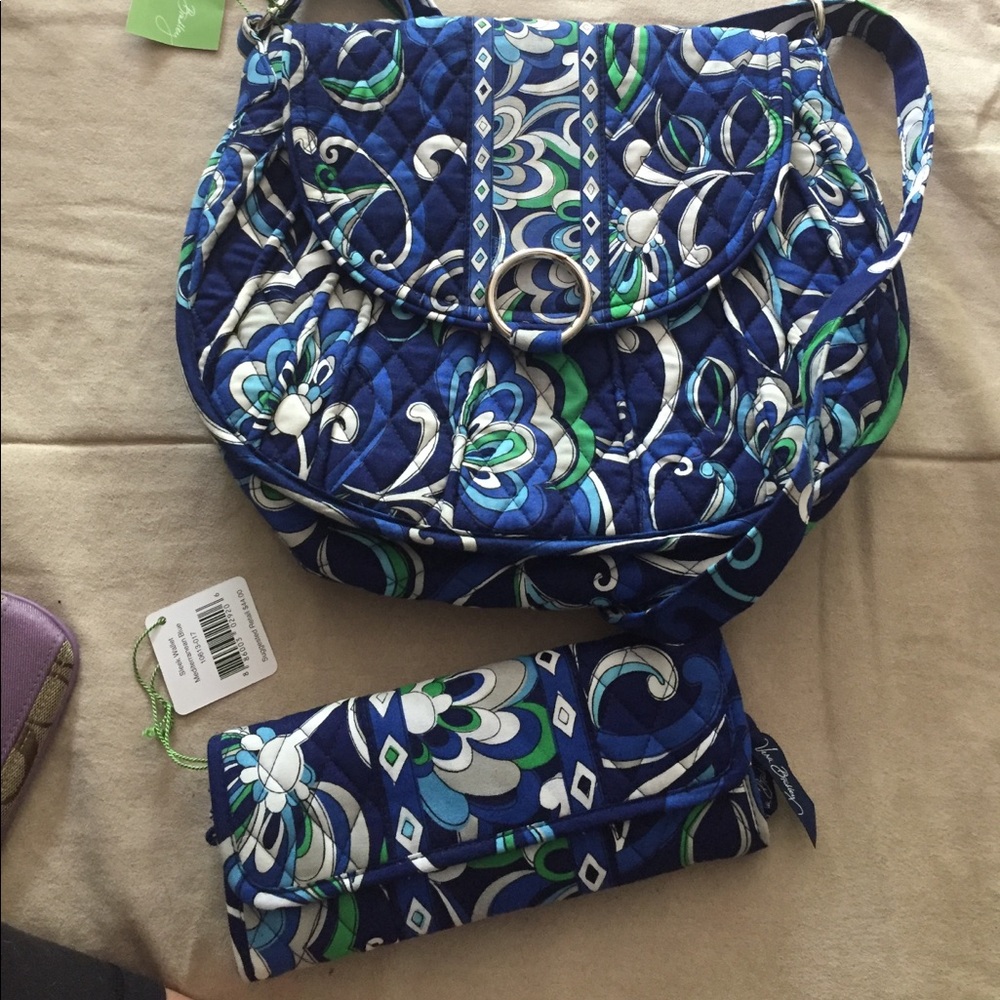 Blue vera Bradley bag and wallet set
