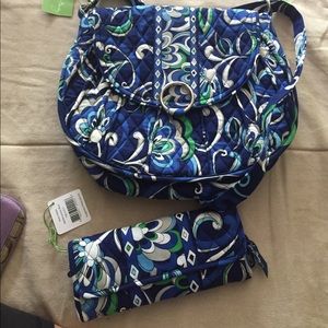 Blue vera Bradley bag and wallet set
