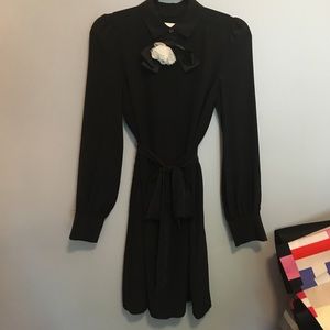 Kate spade black silk tie dress