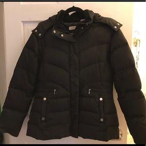 Black Down Coat with Faux Fur Hood