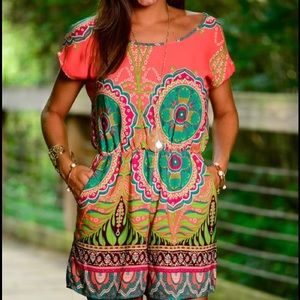 Under the sea romper, coral