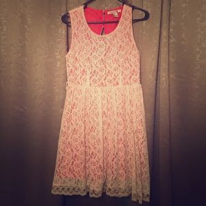 Dress white and pink floral lace