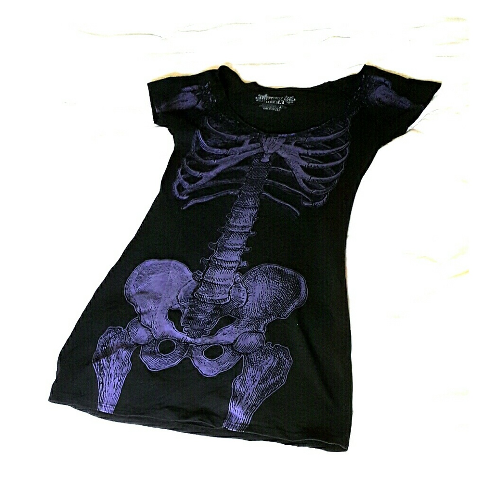 Black and purple stretch skeleton mini dress