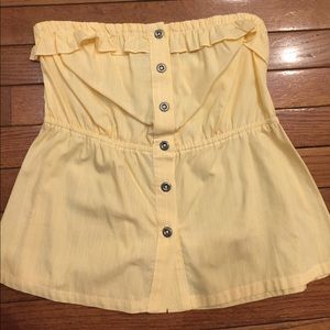 Anthropologie yellow strapless top