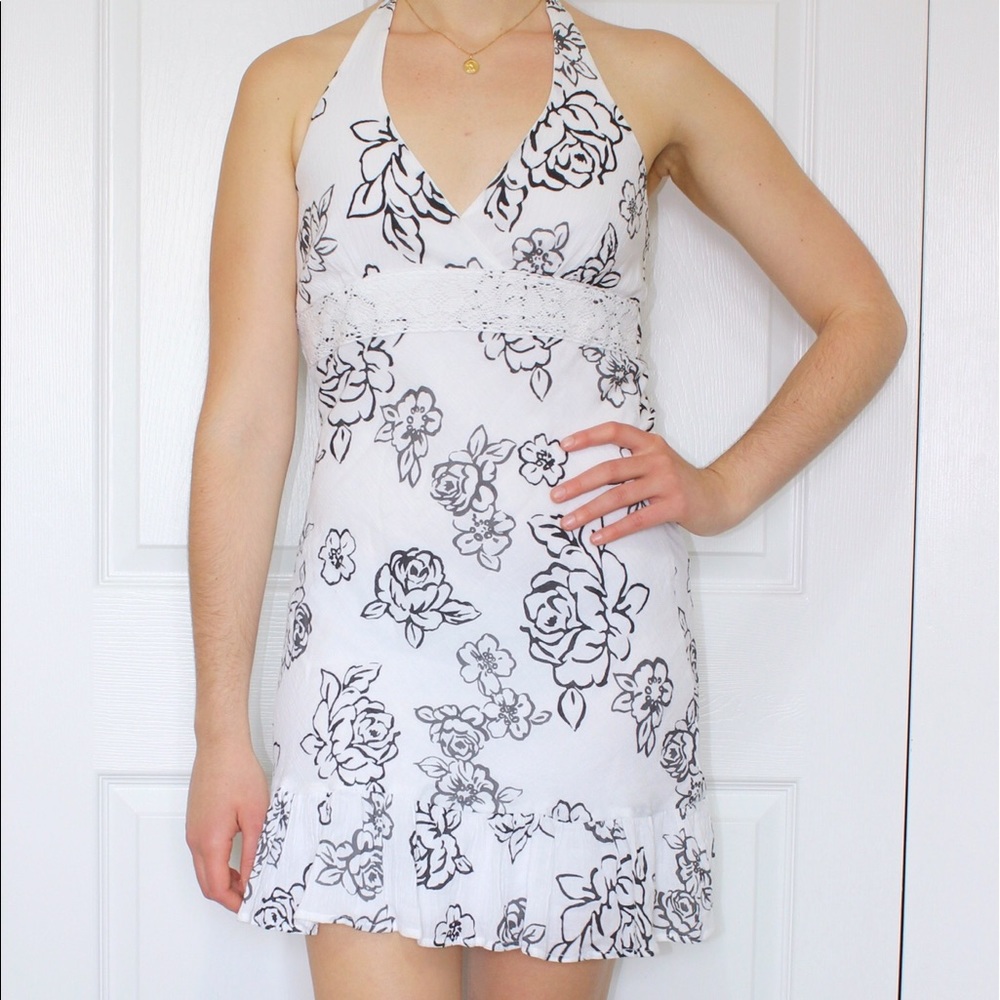Thrifted halter sundress with ruffled hem