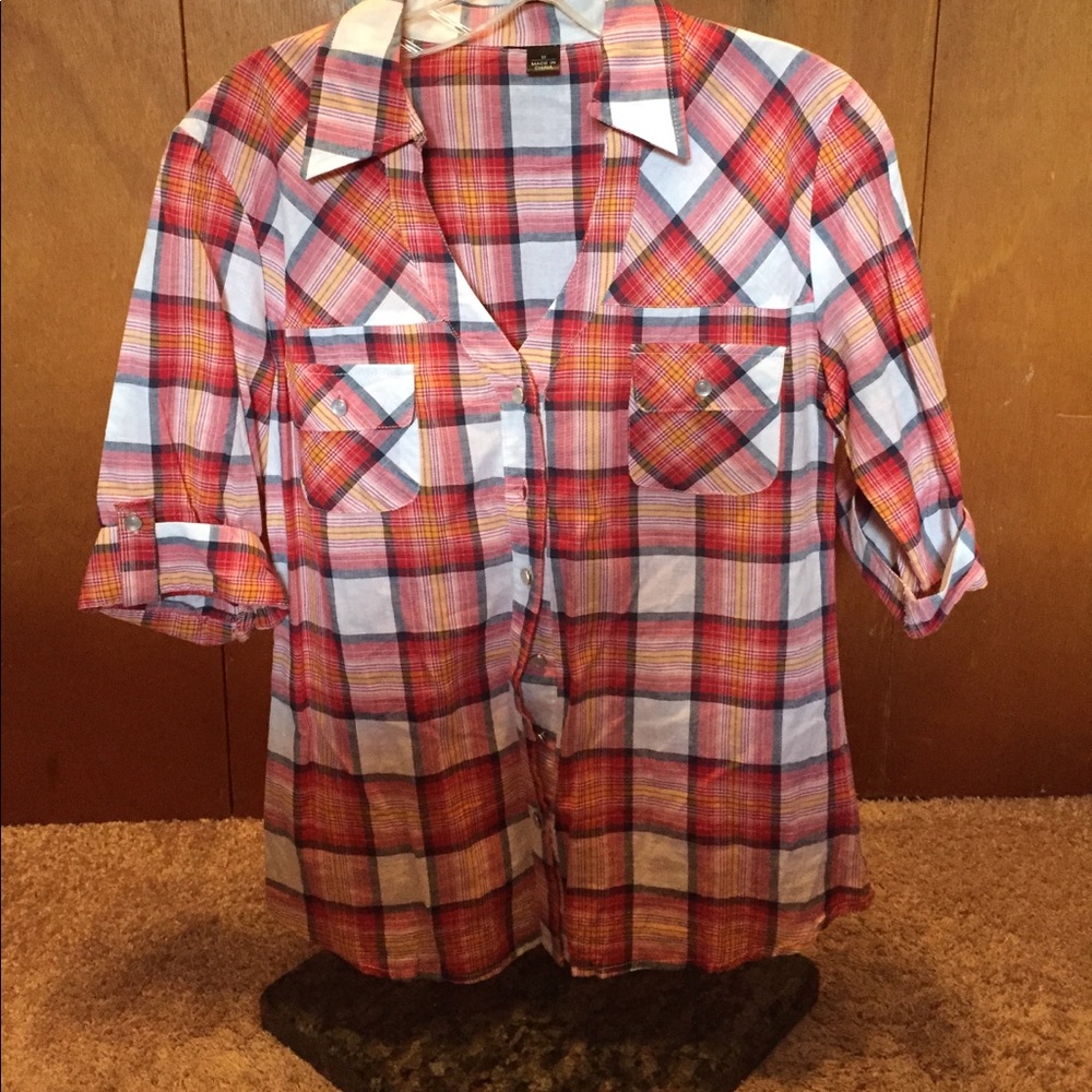 Plaid Blouse Sz M